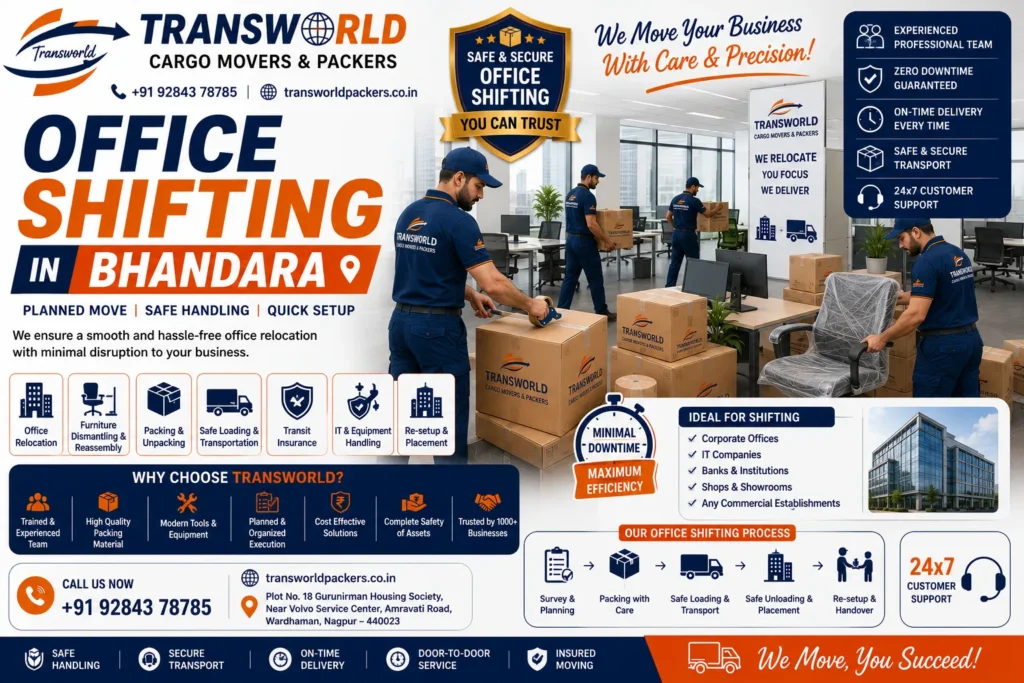 Office Shifting in Bhandara Bhandara Office Relocation Commercial Office Moving Bhandara Business Office Transfer Bhandara Corporate Workspace Relocation Bhandara Office Furniture Moving Bhandara Office Equipment Shifting Bhandara Business Setup Relocation Bhandara Professional Office Movers Bhandara Workplace Transfer Services Bhandara Company Relocation Experts Bhandara Office Infrastructure Moving Bhandara Business Premises Shifting Bhandara Secure Office Asset Relocation Bhandara End-to-End Office Moving Bhandara Fast Commercial Relocation Bhandara Office Logistics Company Bhandara Executive Office Transfer Bhandara Reliable Office Shifting Experts Bhandara Office Move Management Bhandara
